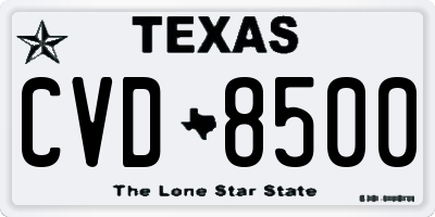 TX license plate CVD8500