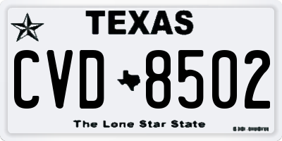 TX license plate CVD8502