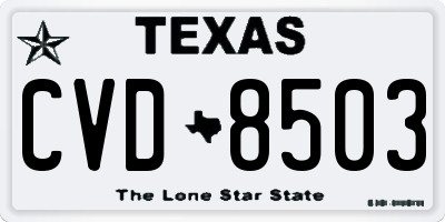 TX license plate CVD8503