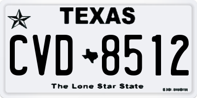 TX license plate CVD8512
