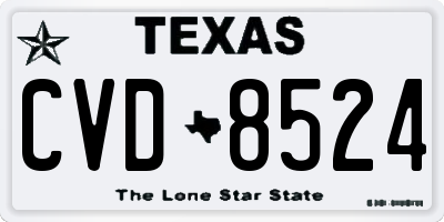 TX license plate CVD8524