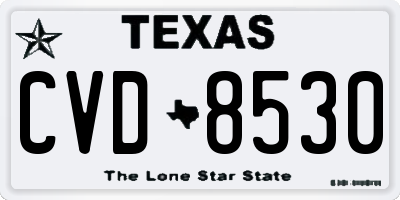 TX license plate CVD8530