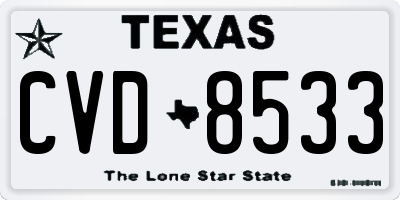 TX license plate CVD8533