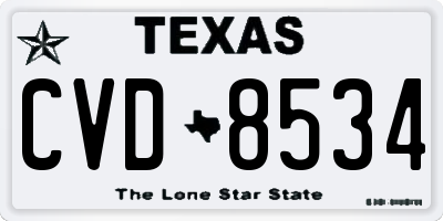 TX license plate CVD8534