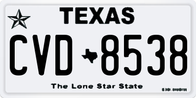 TX license plate CVD8538