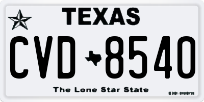 TX license plate CVD8540