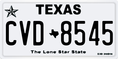 TX license plate CVD8545