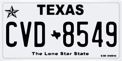 TX license plate CVD8549