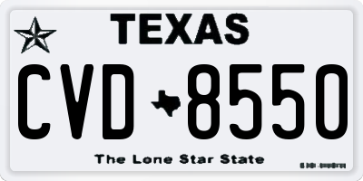 TX license plate CVD8550