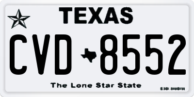 TX license plate CVD8552