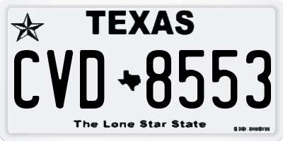 TX license plate CVD8553