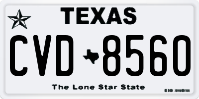 TX license plate CVD8560