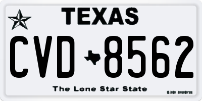 TX license plate CVD8562