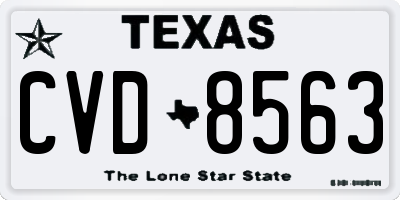 TX license plate CVD8563