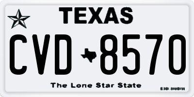 TX license plate CVD8570