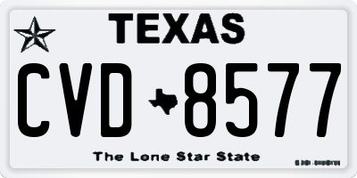 TX license plate CVD8577