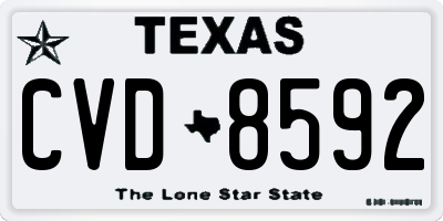 TX license plate CVD8592
