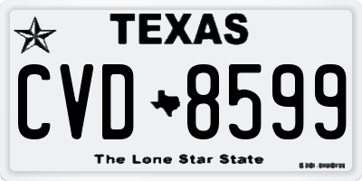 TX license plate CVD8599