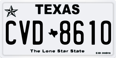 TX license plate CVD8610