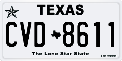 TX license plate CVD8611