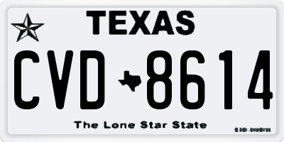 TX license plate CVD8614