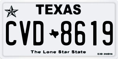 TX license plate CVD8619