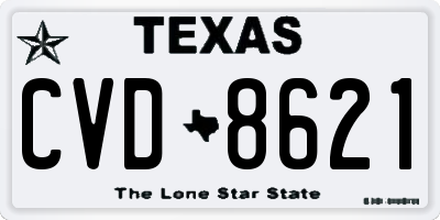 TX license plate CVD8621
