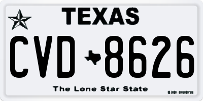 TX license plate CVD8626