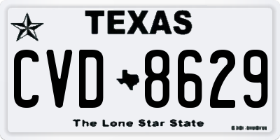 TX license plate CVD8629