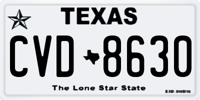 TX license plate CVD8630