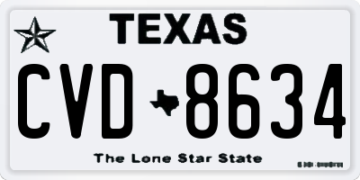 TX license plate CVD8634