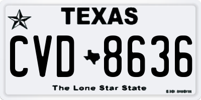 TX license plate CVD8636