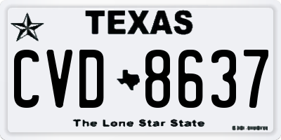 TX license plate CVD8637