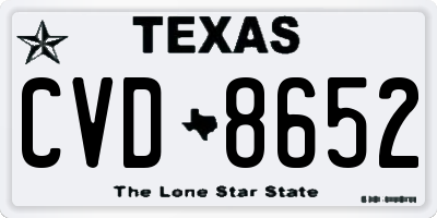 TX license plate CVD8652