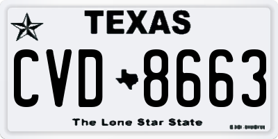 TX license plate CVD8663