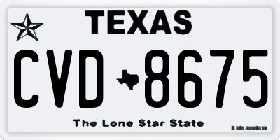 TX license plate CVD8675