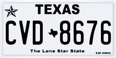 TX license plate CVD8676