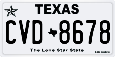 TX license plate CVD8678