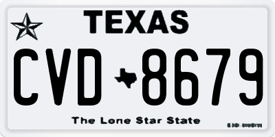 TX license plate CVD8679