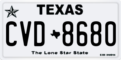 TX license plate CVD8680
