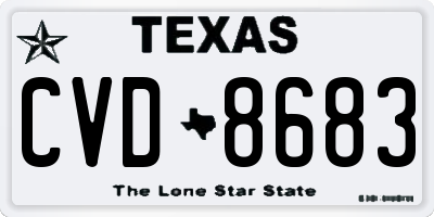 TX license plate CVD8683