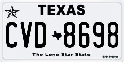 TX license plate CVD8698
