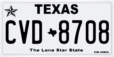 TX license plate CVD8708