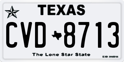 TX license plate CVD8713
