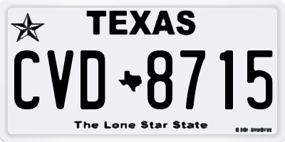 TX license plate CVD8715