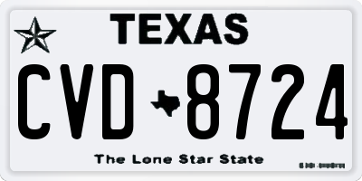 TX license plate CVD8724