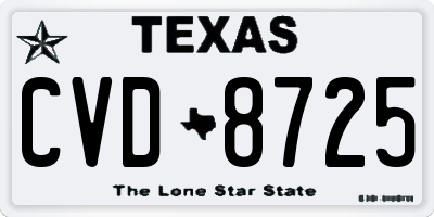 TX license plate CVD8725