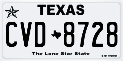 TX license plate CVD8728