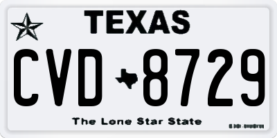 TX license plate CVD8729