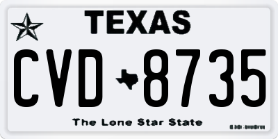 TX license plate CVD8735